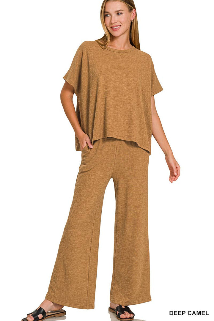 42POPS -  Cotton Slub Top & Pants 2pc Set - Zenana: LT NAVY-182912 / S