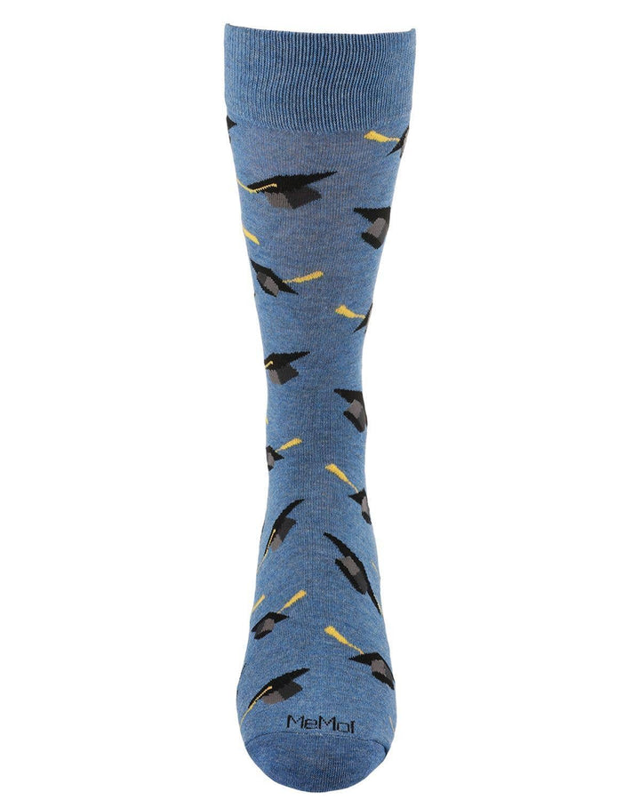 Infinity Classics International Inc. - MeMoi Graduation Cap Mens Bamboo Crew Sock: Denim Heather / 10 13