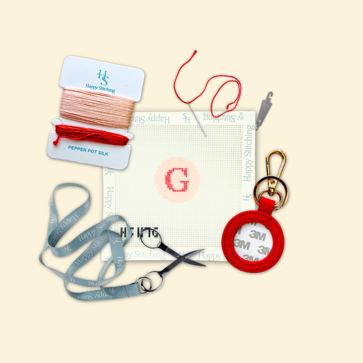 Happy Stitching - Our Initial Thought - Key Fob in Rosy Cheeks: J