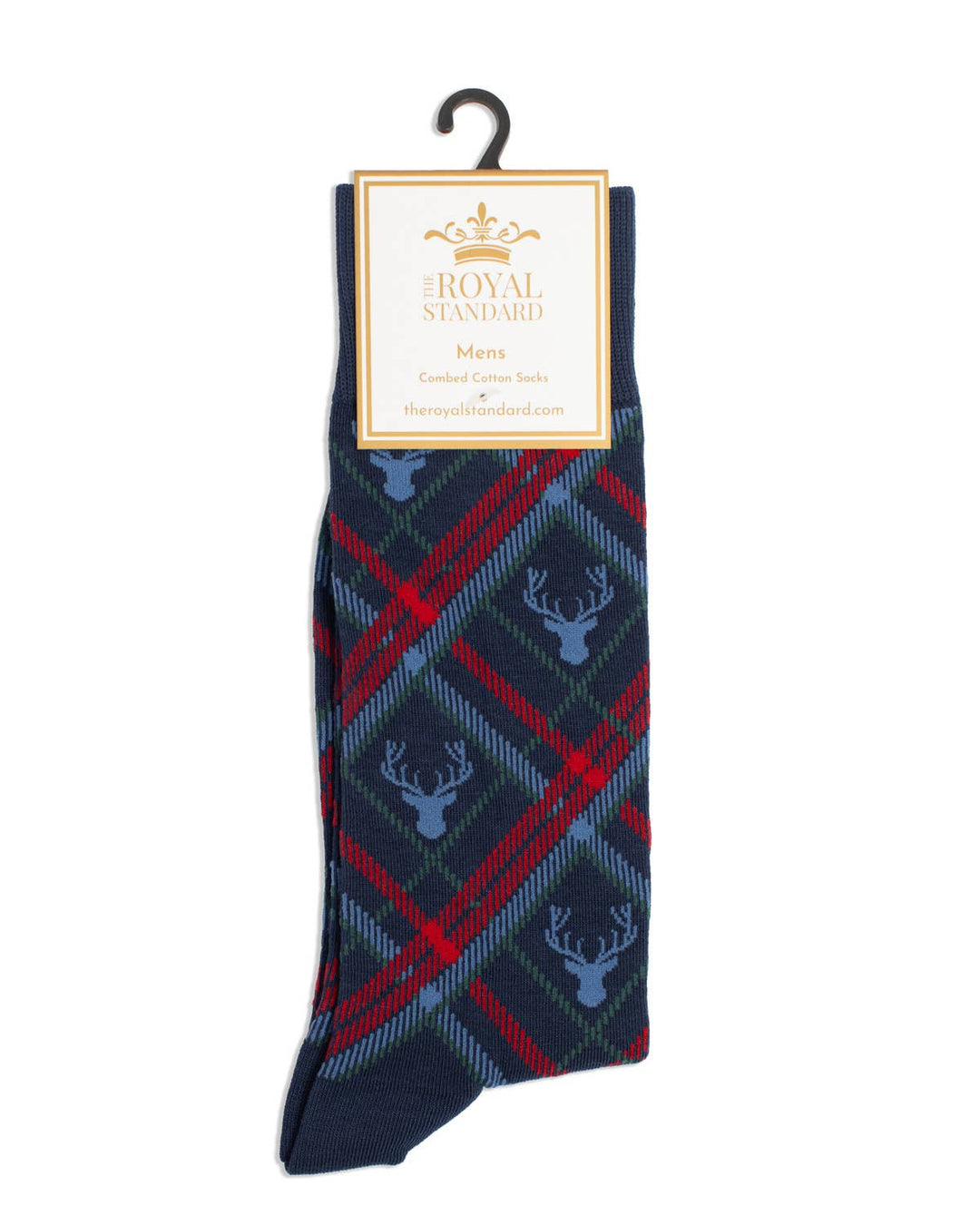 The Royal Standard - Men's Layton Deer Plaid Socks   Navy/Red/Green   One Size