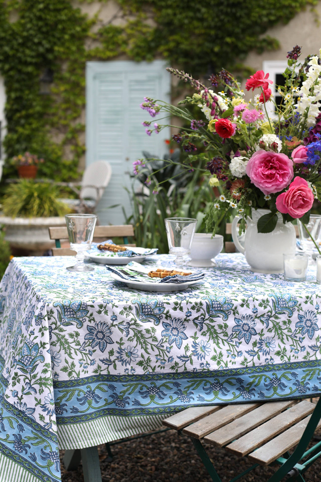 PACIFIC & ROSE TEXTILES - Tablecloth Gayatri Blue/Green: 60x92