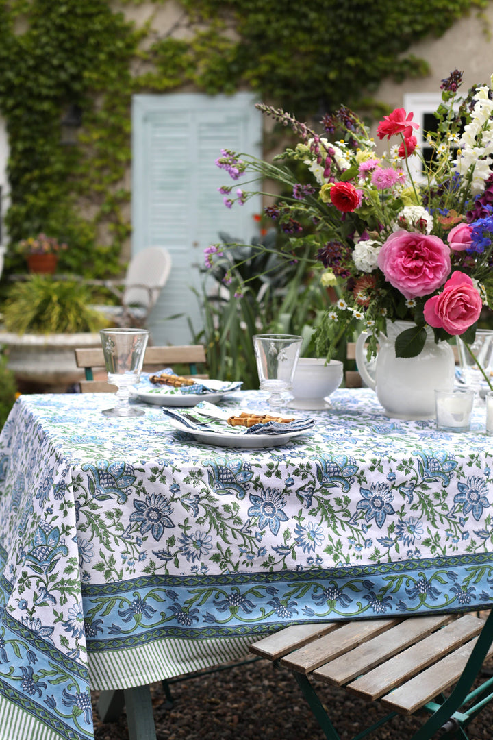 PACIFIC & ROSE TEXTILES - Tablecloth Gayatri Blue/Green: 60x92