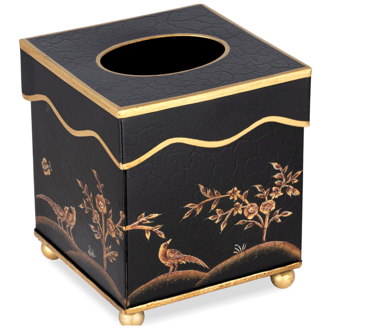 The Enchanted Home -  CHINOISERIE TISSUE HOLDER WITH SCALLOPED TOP : Blue