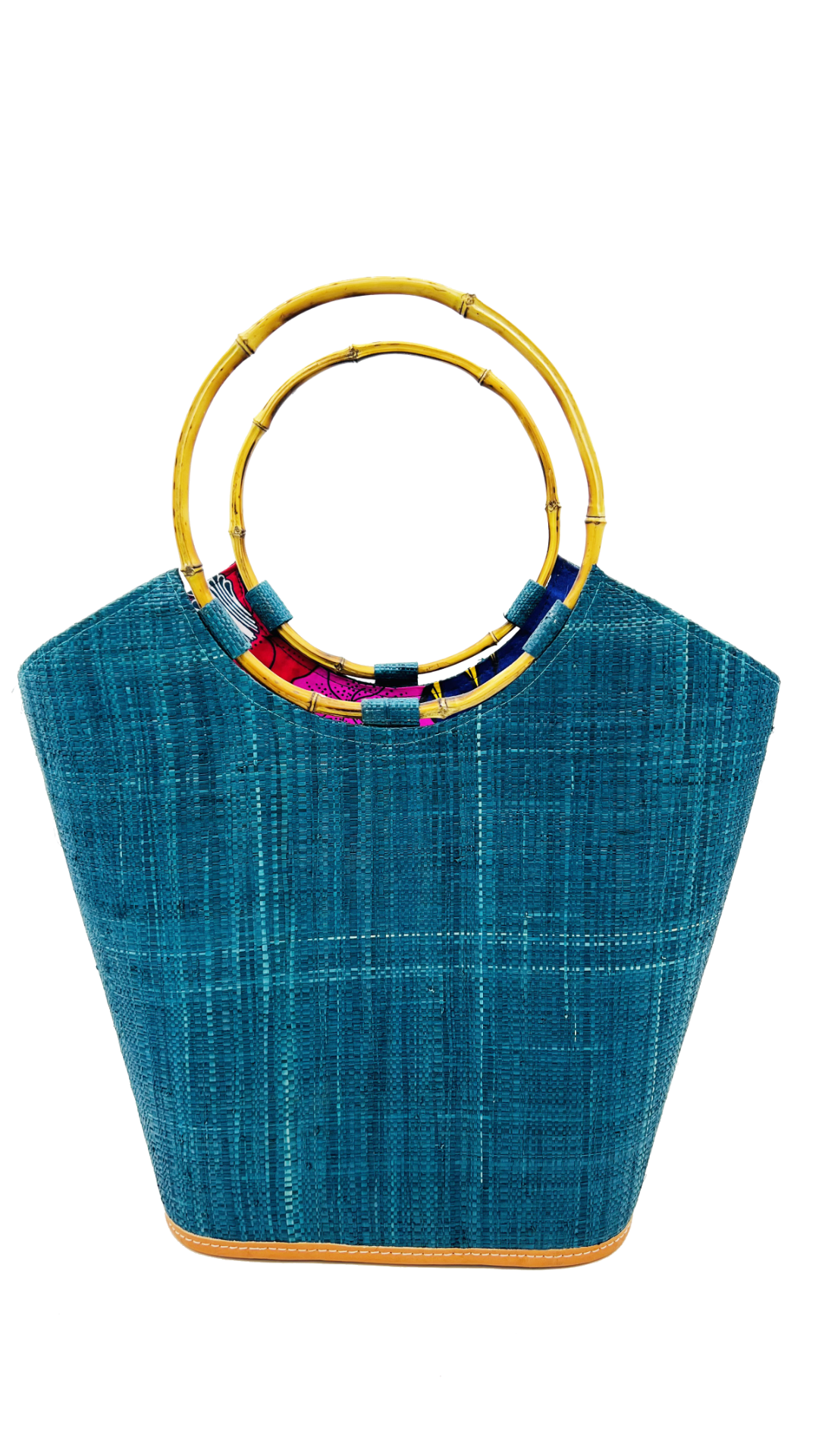 Shebobo - Carmen Solid & Stripes Straw Bucket Bag with Bamboo Handles: Natural