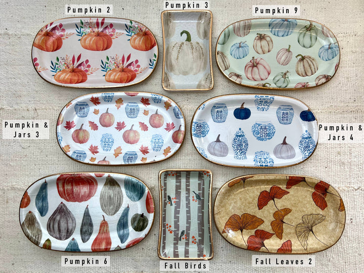 Ten Twenty Six Designs - Fall / Halloween Ceramic Jewelry tray: Large / Fall Leaves 2