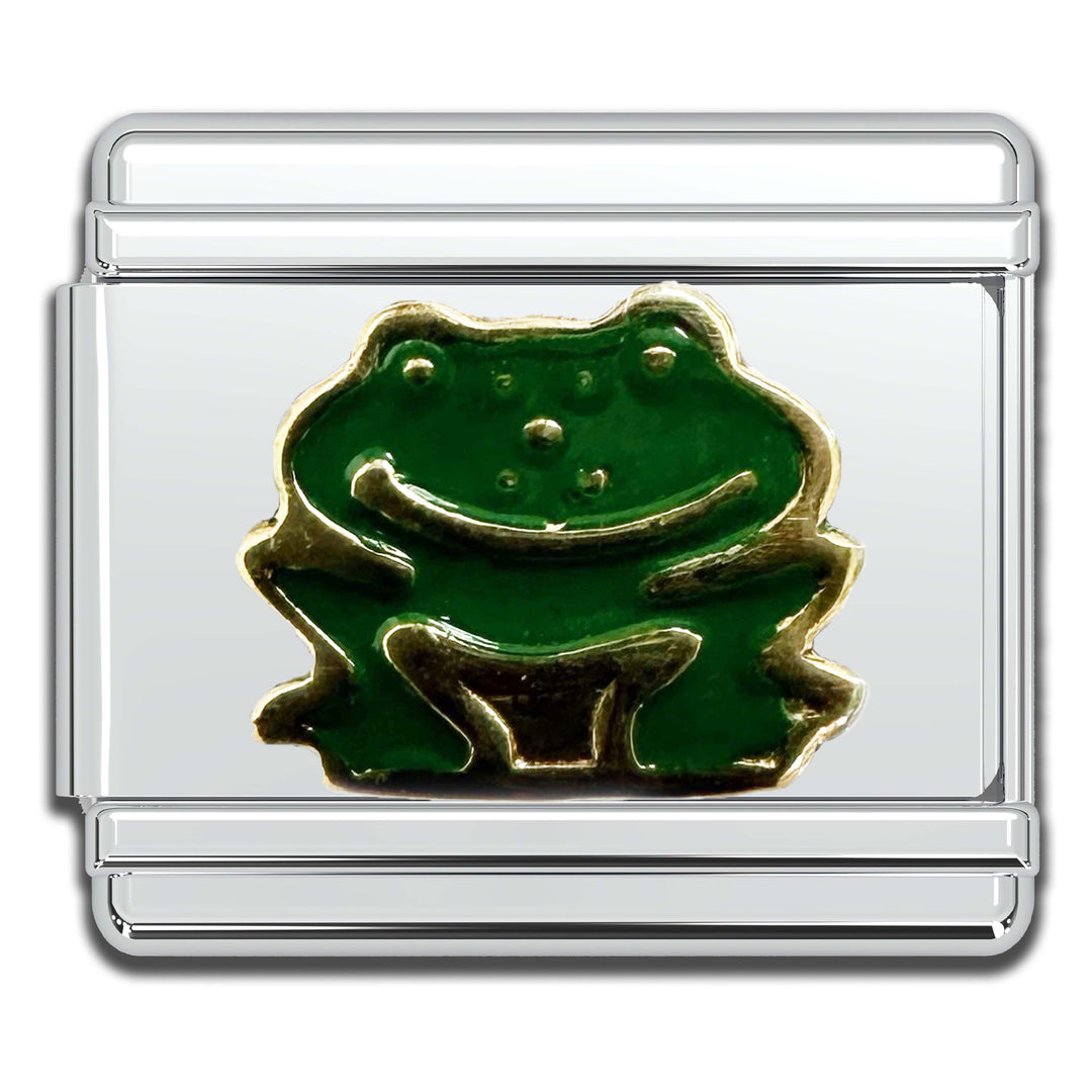 Natalia - Italian Bracelet Charm - Green Frog 9mm Links