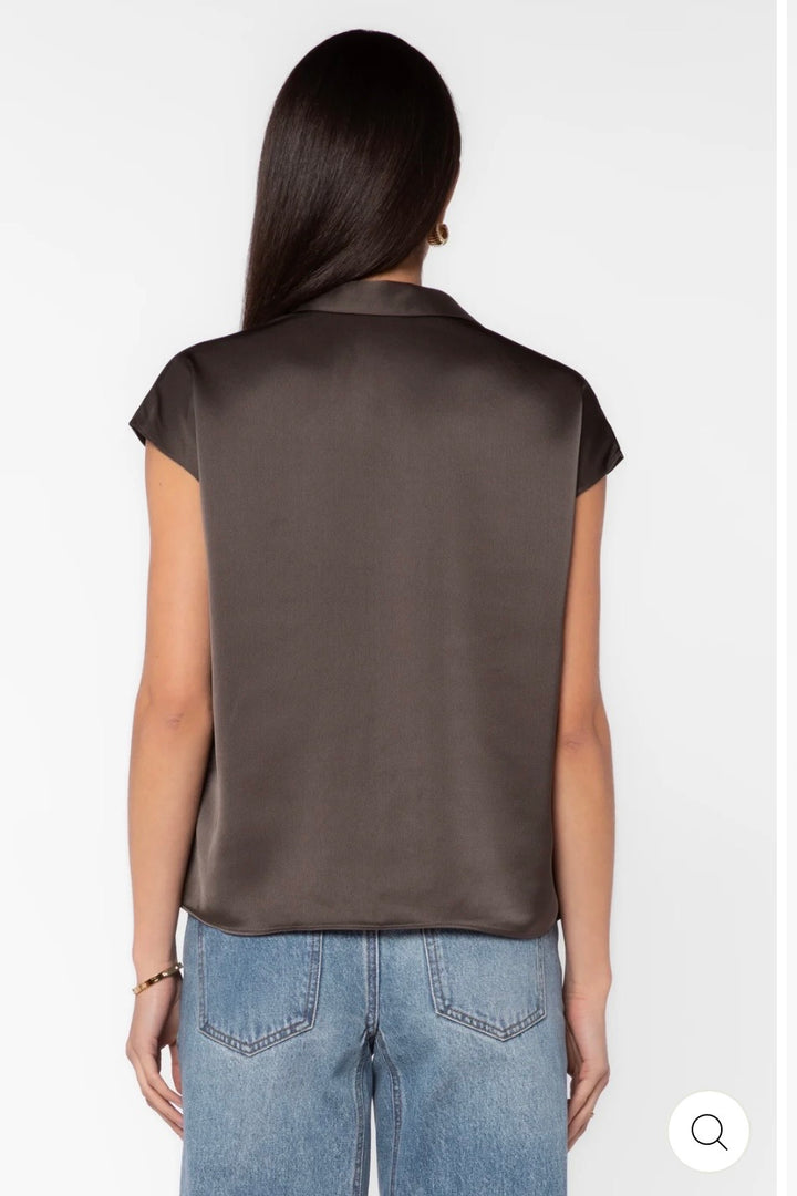 CAMELIA BRONZE SATIN BLOUSE