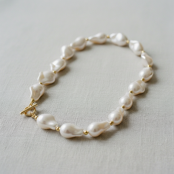 paperln - Baroque Pearl Necklace with OT Clasp