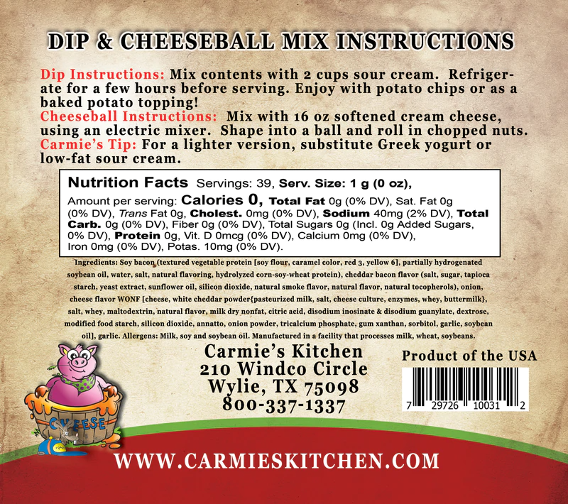 Carmie's Kitchen - Cheddar Bacon Dip Mix