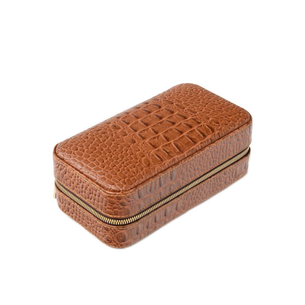 Brouk and Co. - Dean Croco Cigar Travel Humidor Case (Brown)