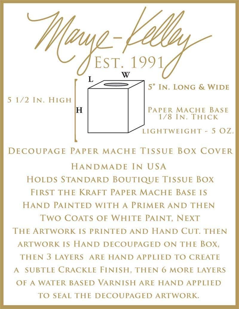 Marye-Kelley - Medium Blue Provincial Tissue Box Cover: Paper Mache