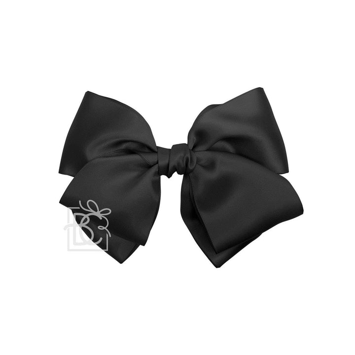 Beyond Creations, LLC - SATIN EUROPEAN BOW W/RUFFLED KNOT ON CLIP: 5" Euro Bow on Med. Alligator Clip / POWDER PINK