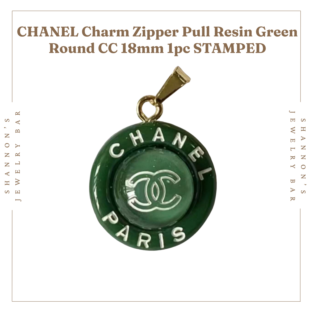 Shannon's Jewelry Bar - CHANEL Charm Zipper Pull Resin Green Round CC 18mm