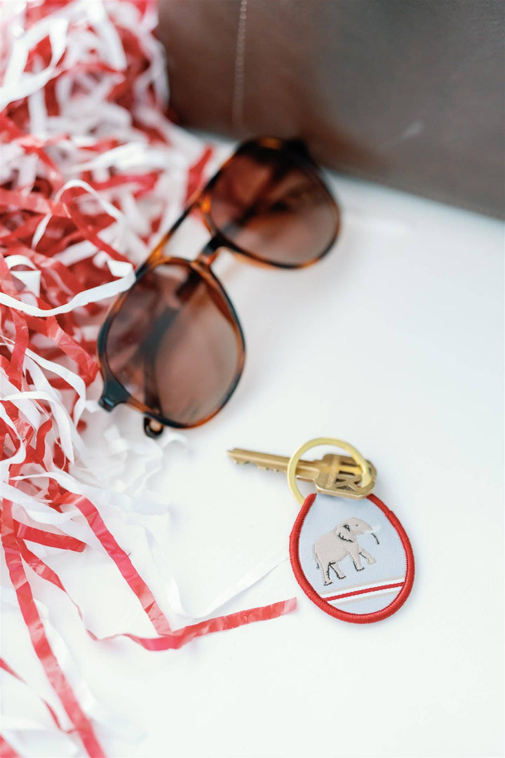 Gracefully Made Art - University of Alabama Elephant Embroidered Keychain
