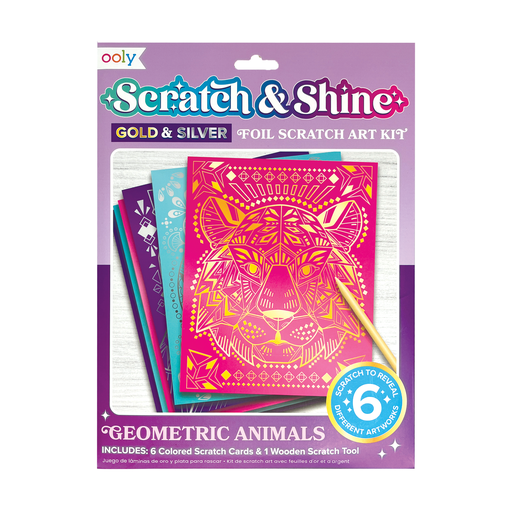 OOLY - Scratch & Shine Scratch Cards - Geo Animals (7 PC Set)