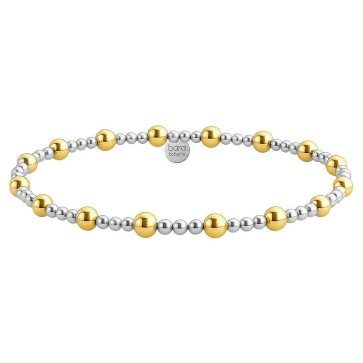 bara boheme - Angelina | Gold Filled Beaded Bracelet: 2Tone SS / STRETCHY 6.5