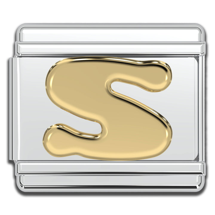 Natalia - Italian Charm Letters A-Z - 9mm Gold Bracelet Charms: V