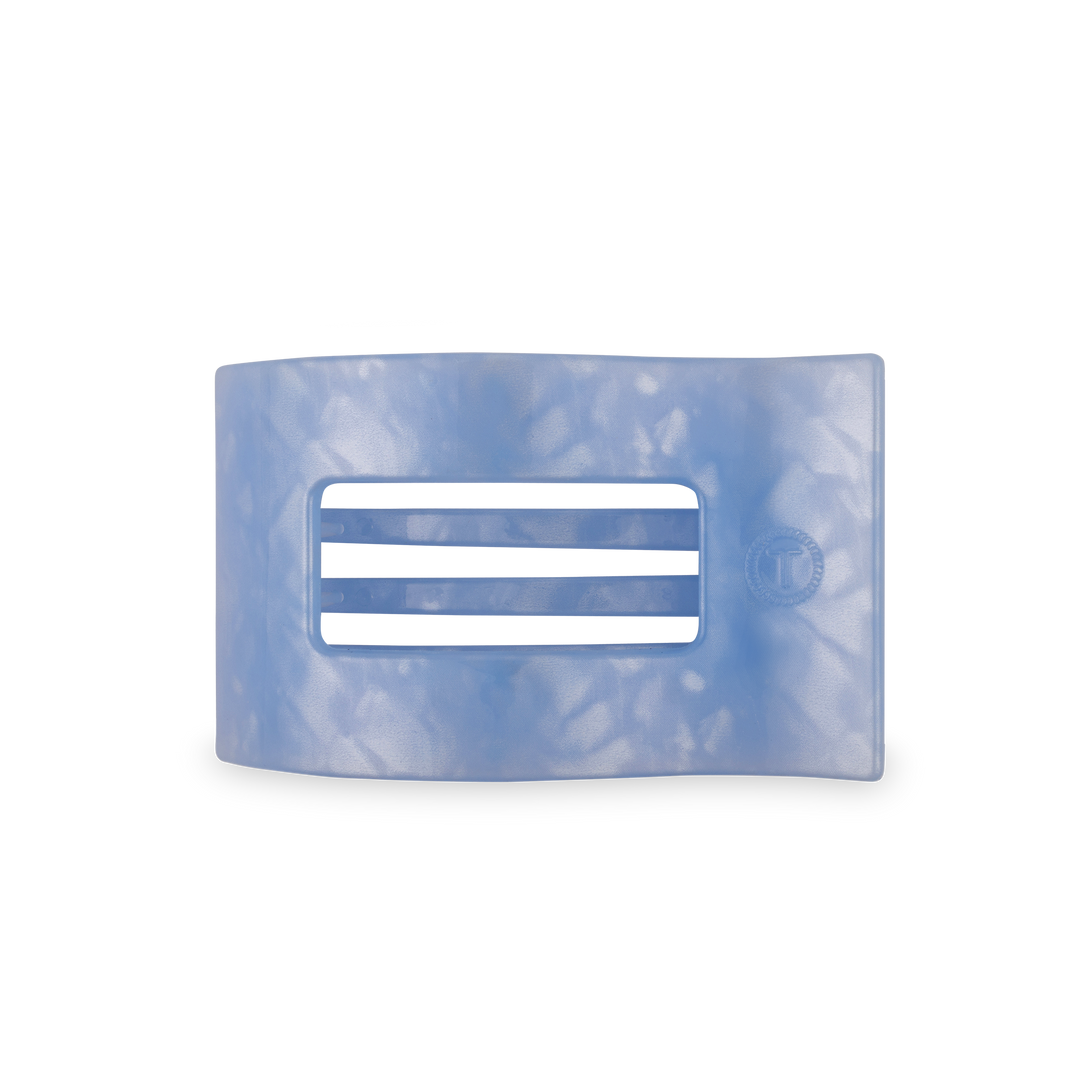 TELETIES - Flat Rectangle Hair Clip | Medium | Blue Lagoon