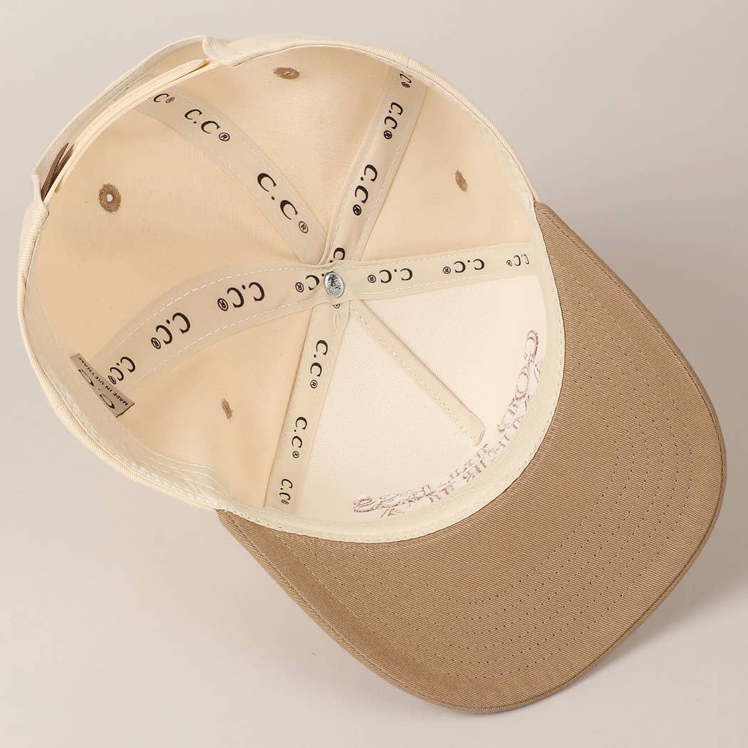 Fashion City - God Bless America Embroidered Two-Tone Canvas Cap: LT PINK / ONE SIZE