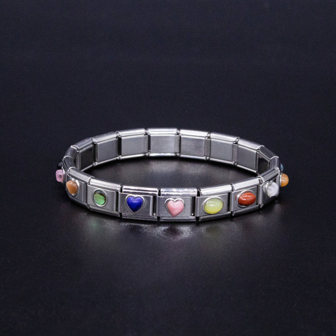Natalia - Italian Charm Bracelet Charms - Paua Shell Cabochon Links: Oval
