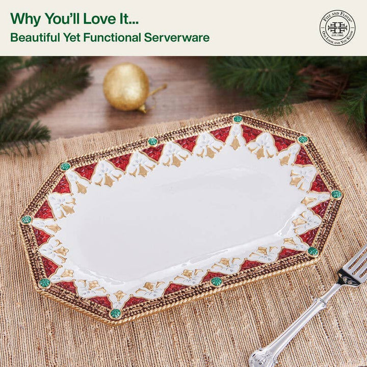 Fitz and Floyd® Mikasa® Pfaltzgraff® - Fitz & Floyd Noel Holiday Sm Platter 13.75In Gift Box Pkg: RED / EARTHENWARE
