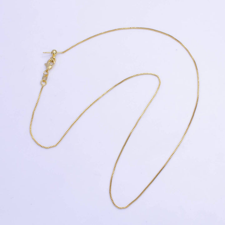 Aim Eternal - 14K Gold Filled 1mm Dainty Box Chain 18 Inch Layering Adjustable Slider Necklace | WA-707