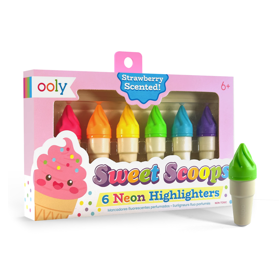 OOLY - Sweet Scoops Neon Highlighters - Strawberry Scented