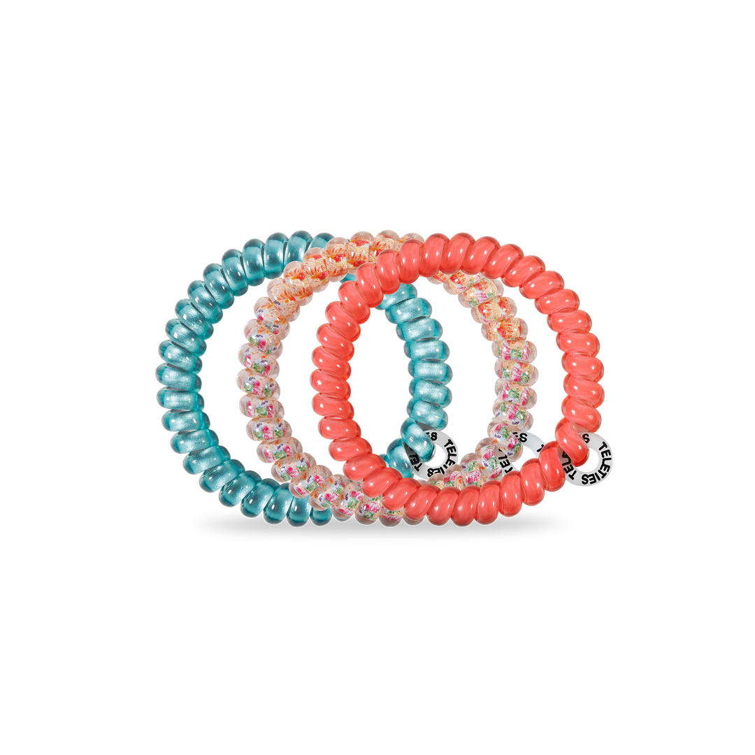 TELETIES - Spiral Hair Coils | Small | Coral Craze Hair Ties