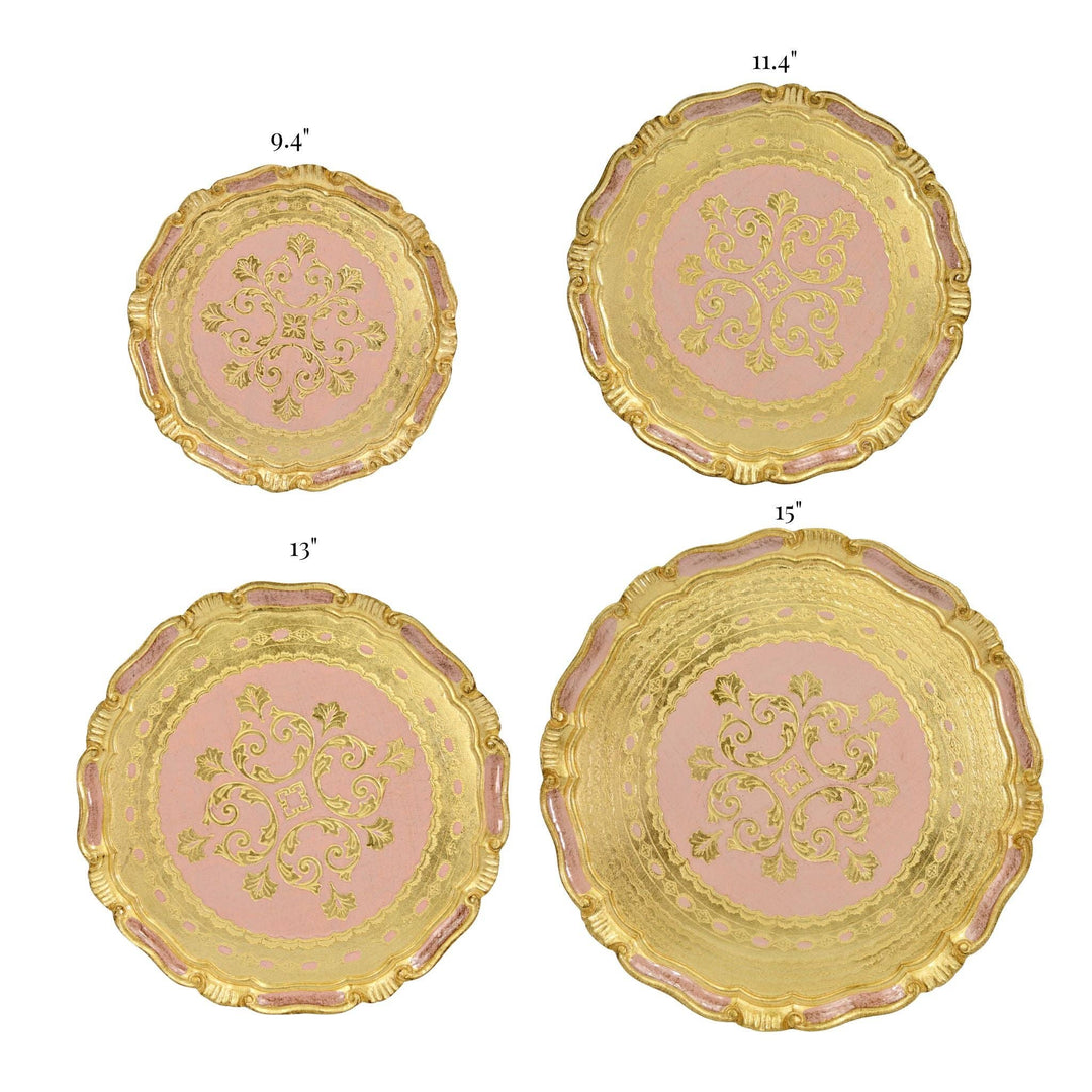 Via Graceffo - Florentine Carved Gilded Wood Circle Tray, Made in Italy: Large