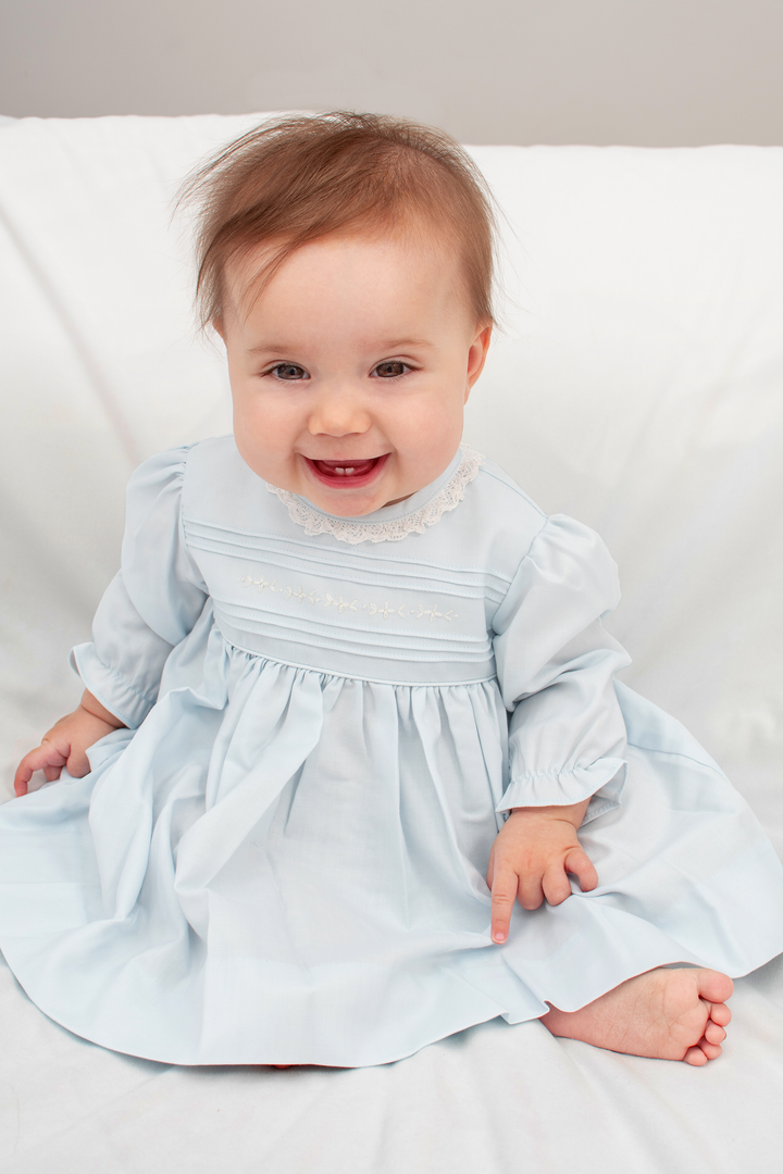Julius Berger & Carriage Boutique - Baby Girl Light Blue Long Sleeve Dress: 9M