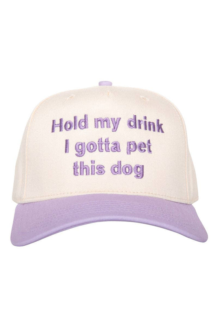 Katydid - Hold My Drink I Gotta Pet This Dog Easter Vintage Hat: Pink and Tan