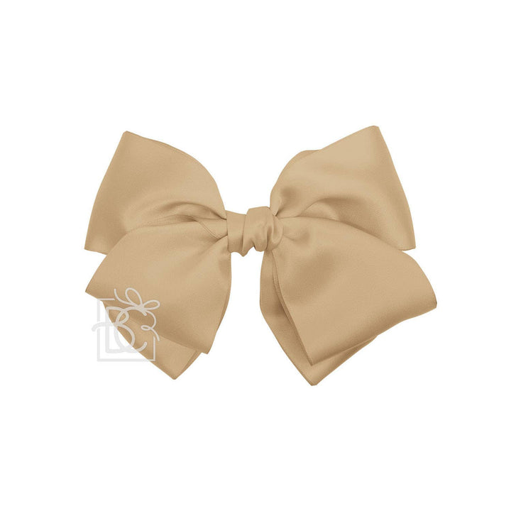 Beyond Creations, LLC - SATIN EUROPEAN BOW W/RUFFLED KNOT ON CLIP: 7" Euro Bow on Med. Alligator Clip / POWDER PINK