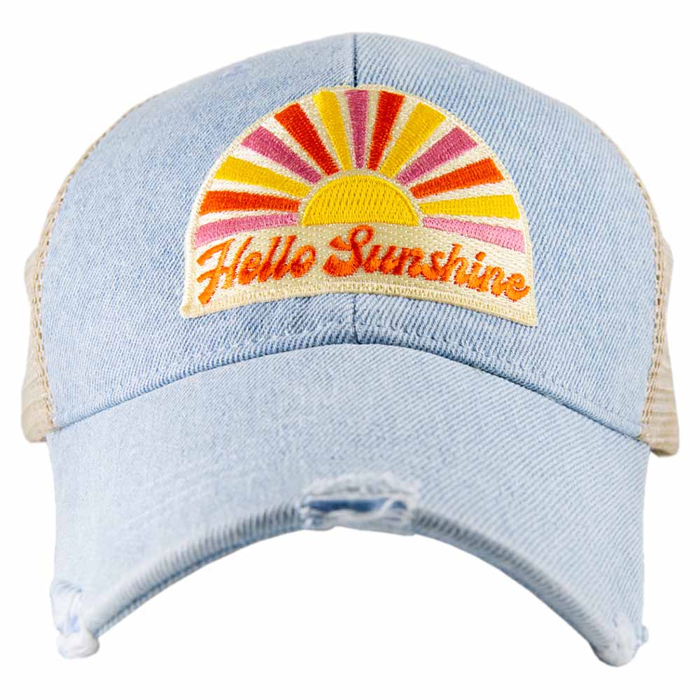 Katydid - Hello Sunshine Patch Denim Trucker Hat: Denim Blue