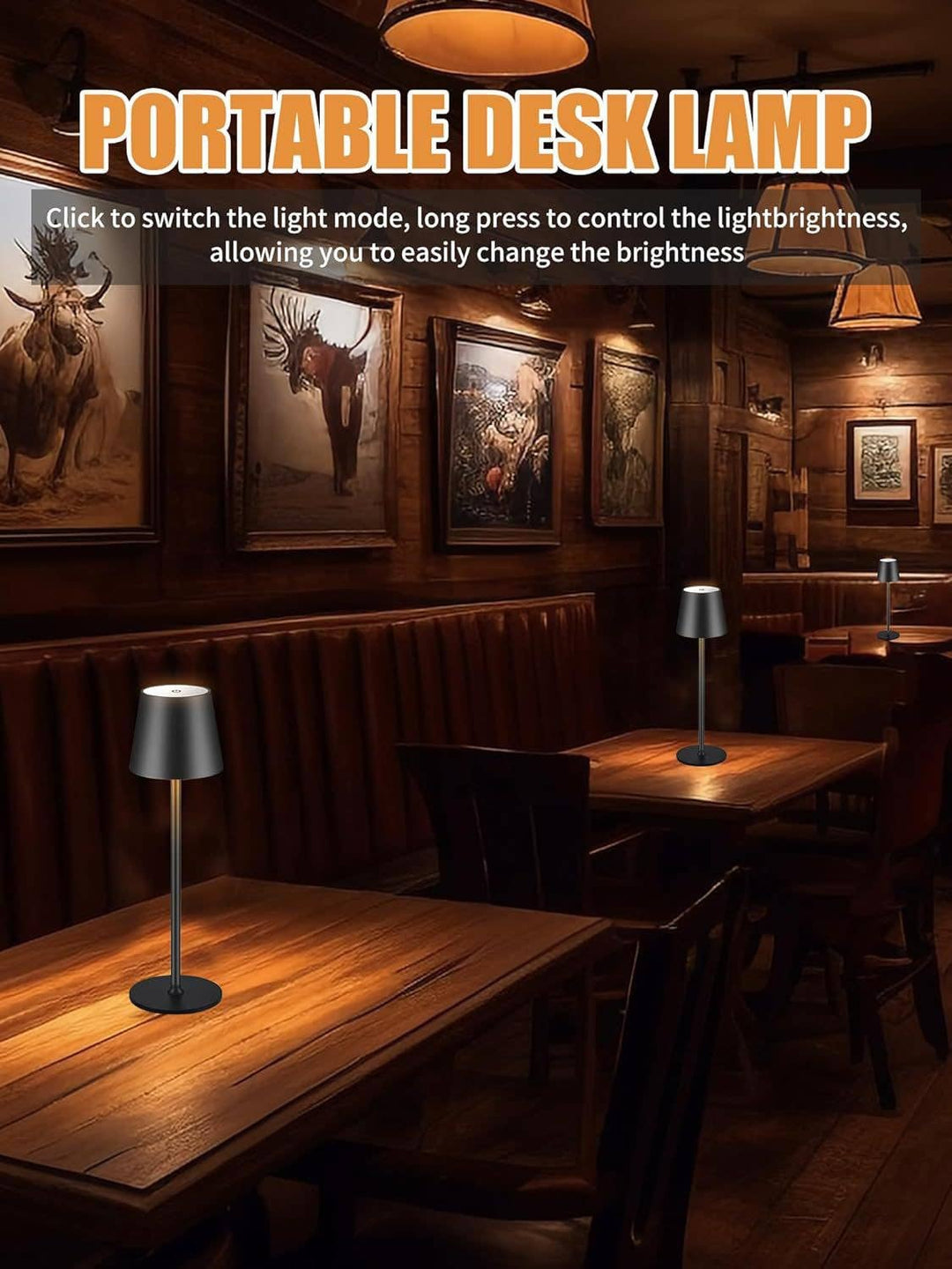 LAX Gadgets - Sleek Cordless Table Lamp- Adjustable Lighting for Any Space: White