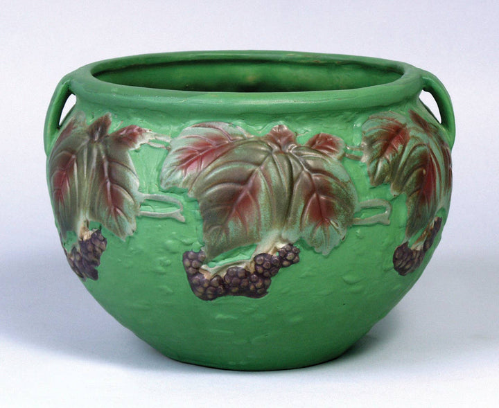 AA Importing - Roseville-Style,Jardinere Blackberry Pot in Brown & Green,6": Green