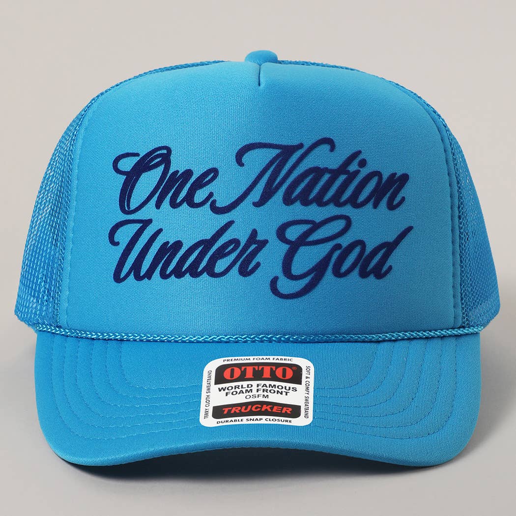 Fashion City - One Nation Under God Mesh Back Foam Trucker Hat: NEON PINK / One Size