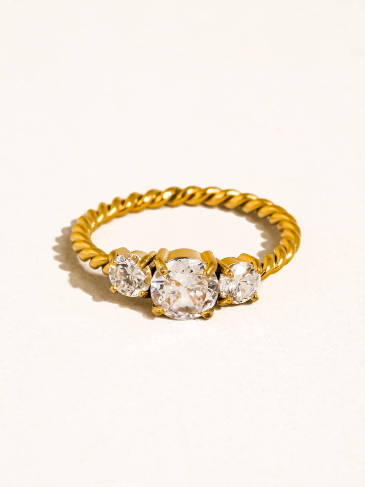 Flânerie by MAIQ - Moira 18K Gold Non-Tarnish CZ Statement Ring: Yellow Gold