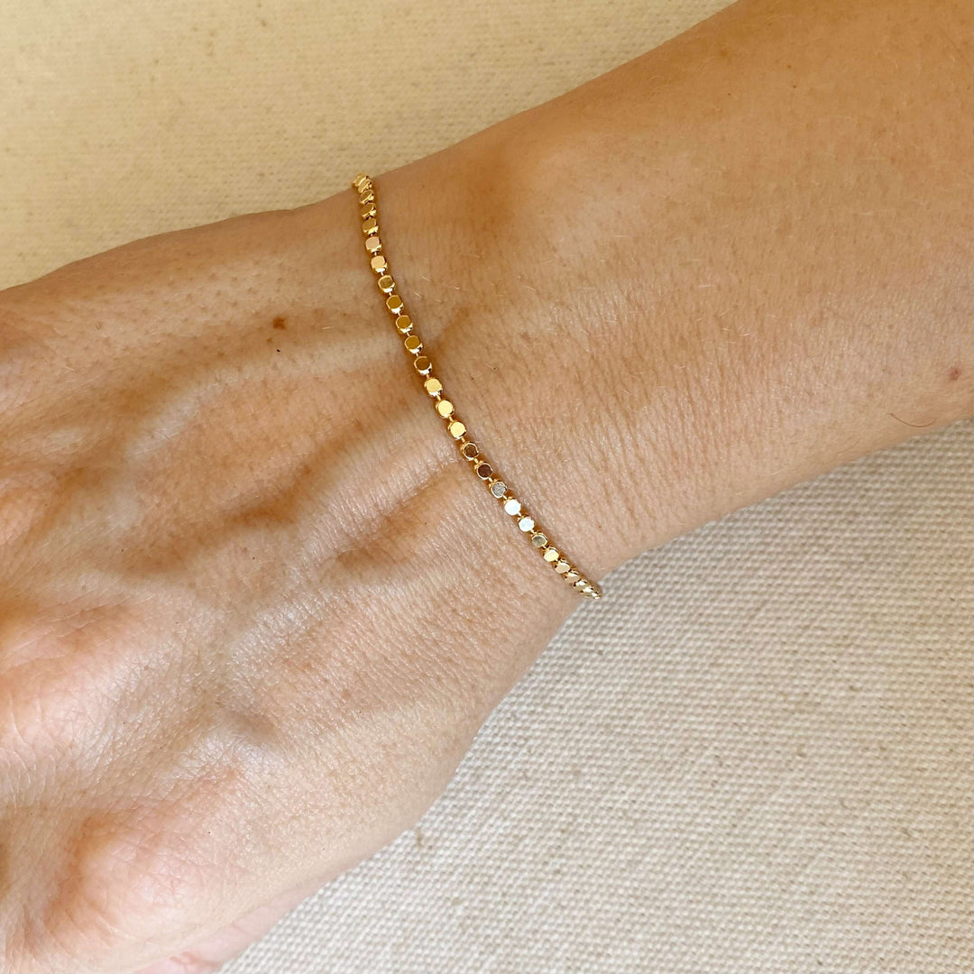 GoldFi - 18k Gold Filled 2mm Dot Ball Bracelet: 6 inches + 1 extender