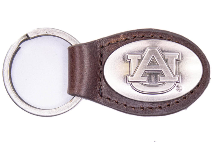 Zep-Pro - Auburn Tigers Oval Leather Key Fob.: Brown
