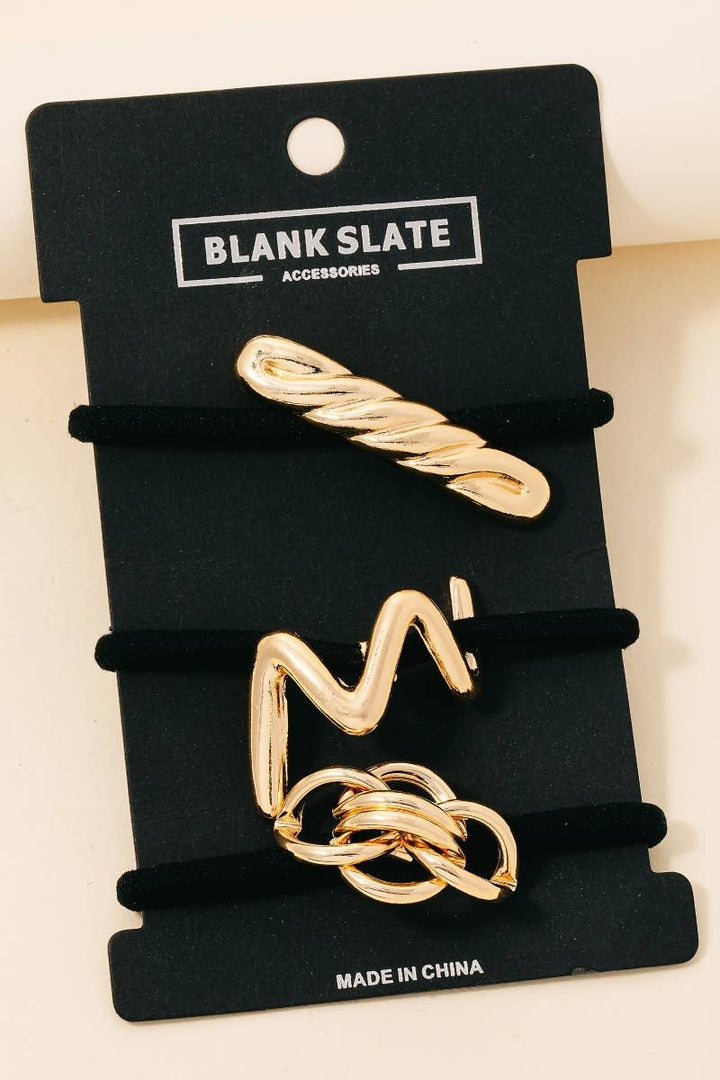 Anarchy Street - Mixed 3Pc Metallic Charms Hair Tie Set: G