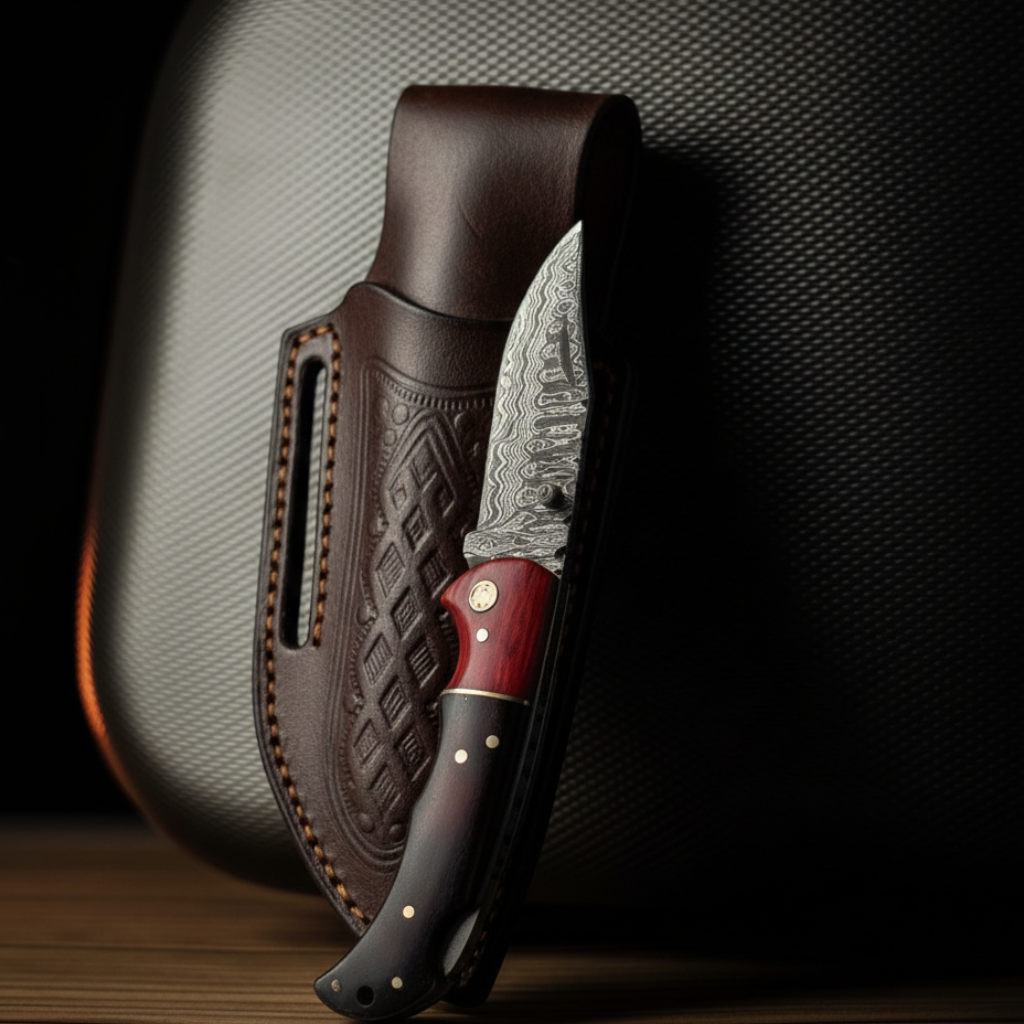 Titan International - Redwood Hunter Damascus Folding Knife