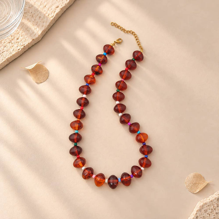 MKS America - Bohemian Beaded Choker Necklace For Women: Light_Pink / M