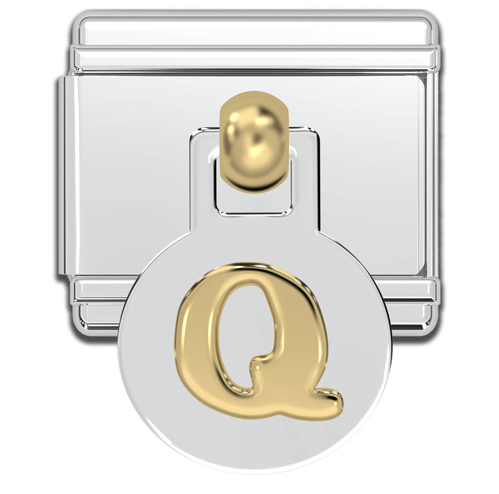 Natalia - Italian Charm Letters A-Z - 9mm Gold Dangle Bracelet Charms: Q