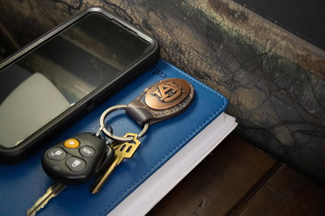 Zep-Pro - Auburn Tigers Oval Camo Leather Key Fob.: Brown/Tan Camo