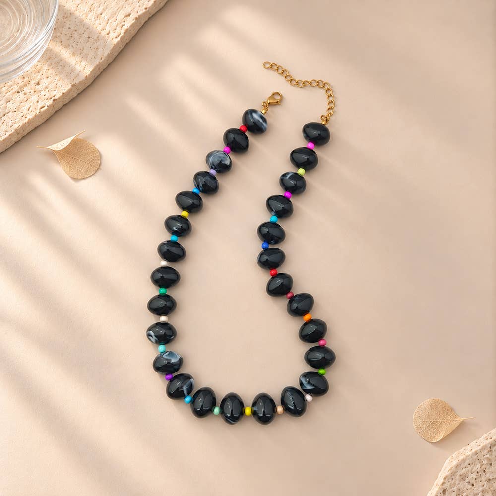 MKS America - Bohemian Beaded Choker Necklace For Women: Olive / M