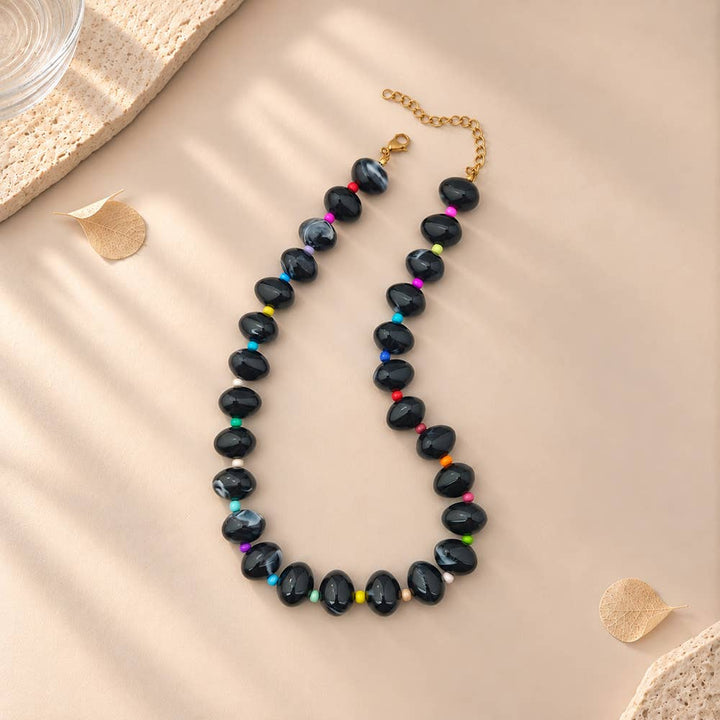MKS America - Bohemian Beaded Choker Necklace For Women: Olive / M