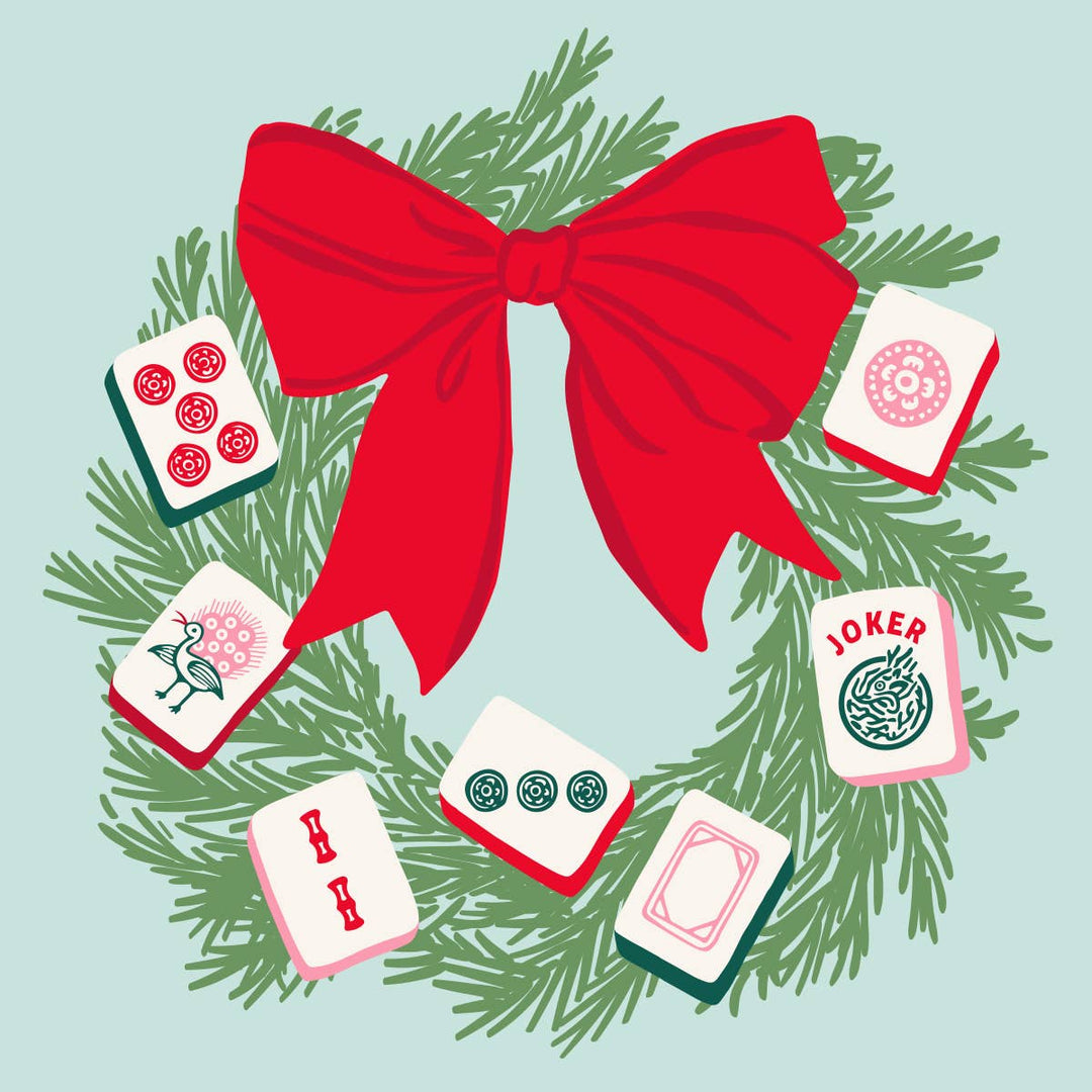 soiree-sisters - Holiday Cocktail Napkins | Mahjong Wreath