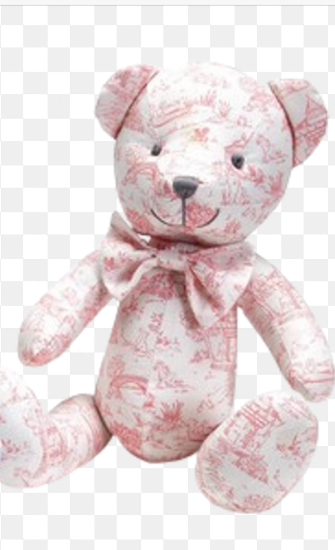 Two's Company Toile Pattern Stuffed Bear - 2 colors