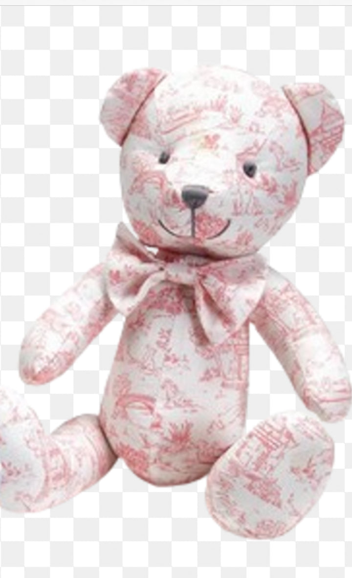 Two's Company Toile Pattern Stuffed Bear - 2 colors