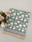 Don Lino Forest green print tablecloth, 72 x 132 in